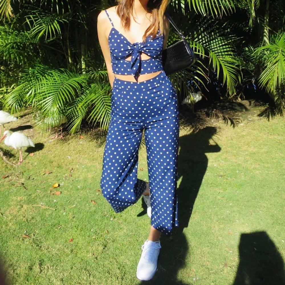 Polka dot navy set